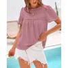 imageBTFBM Womens 2025 Summer Tops Swiss Dot Lace Crochet Crewneck Short Sleeves Casual Cute Shirts Boho BlousesDusty Pink