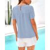 imageBTFBM Womens 2025 Summer Tops Swiss Dot Lace Crochet Crewneck Short Sleeves Casual Cute Shirts Boho BlousesLight Blue
