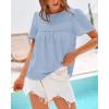 imageBTFBM Womens 2025 Summer Tops Swiss Dot Lace Crochet Crewneck Short Sleeves Casual Cute Shirts Boho BlousesLight Blue