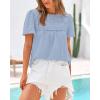 imageBTFBM Womens 2025 Summer Tops Swiss Dot Lace Crochet Crewneck Short Sleeves Casual Cute Shirts Boho BlousesLight Blue