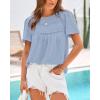 imageBTFBM Womens 2025 Summer Tops Swiss Dot Lace Crochet Crewneck Short Sleeves Casual Cute Shirts Boho BlousesLight Blue