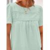 imageBTFBM Womens 2025 Summer Tops Swiss Dot Lace Crochet Crewneck Short Sleeves Casual Cute Shirts Boho BlousesMint Green