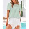 imageBTFBM Womens 2025 Summer Tops Swiss Dot Lace Crochet Crewneck Short Sleeves Casual Cute Shirts Boho BlousesMint Green