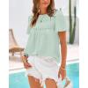 imageBTFBM Womens 2025 Summer Tops Swiss Dot Lace Crochet Crewneck Short Sleeves Casual Cute Shirts Boho BlousesMint Green