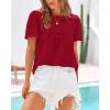 imageBTFBM Womens 2025 Summer Tops Swiss Dot Lace Crochet Crewneck Short Sleeves Casual Cute Shirts Boho BlousesRed