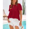 imageBTFBM Womens 2025 Summer Tops Swiss Dot Lace Crochet Crewneck Short Sleeves Casual Cute Shirts Boho BlousesRed