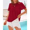 imageBTFBM Womens 2025 Summer Tops Swiss Dot Lace Crochet Crewneck Short Sleeves Casual Cute Shirts Boho BlousesRed