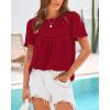 imageBTFBM Womens 2025 Summer Tops Swiss Dot Lace Crochet Crewneck Short Sleeves Casual Cute Shirts Boho BlousesRed