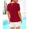 imageBTFBM Womens 2025 Summer Tops Swiss Dot Lace Crochet Crewneck Short Sleeves Casual Cute Shirts Boho BlousesRed