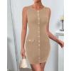 imageBTFBM Womens Sleeveless Bodycon Dress Summer Crewneck Business Work Mini Knit Trendy Tight Fitted Going Out DressesKhaki