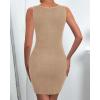 imageBTFBM Womens Sleeveless Bodycon Dress Summer Crewneck Business Work Mini Knit Trendy Tight Fitted Going Out DressesKhaki