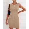 imageBTFBM Womens Sleeveless Bodycon Dress Summer Crewneck Business Work Mini Knit Trendy Tight Fitted Going Out DressesKhaki