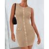 imageBTFBM Womens Sleeveless Bodycon Dress Summer Crewneck Business Work Mini Knit Trendy Tight Fitted Going Out DressesKhaki