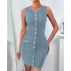 imageBTFBM Womens Sleeveless Bodycon Dress Summer Crewneck Business Work Mini Knit Trendy Tight Fitted Going Out DressesLight Grey Blue
