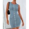 imageBTFBM Womens Sleeveless Bodycon Dress Summer Crewneck Business Work Mini Knit Trendy Tight Fitted Going Out DressesLight Grey Blue