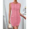 imageBTFBM Womens Sleeveless Bodycon Dress Summer Crewneck Business Work Mini Knit Trendy Tight Fitted Going Out DressesPink
