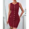 imageBTFBM Womens Sleeveless Bodycon Dress Summer Crewneck Business Work Mini Knit Trendy Tight Fitted Going Out DressesWine Red