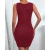 imageBTFBM Womens Sleeveless Bodycon Dress Summer Crewneck Business Work Mini Knit Trendy Tight Fitted Going Out DressesWine Red