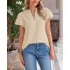 imageBTFBM Womens Spring Summer Tops Dressy Casual 2025 Trendy V Neck Puff Short Sleeve Cute Shirts Business Work BlousesApricot