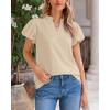 imageBTFBM Womens Spring Summer Tops Dressy Casual 2025 Trendy V Neck Puff Short Sleeve Cute Shirts Business Work BlousesApricot