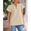 imageBTFBM Womens Spring Summer Tops Dressy Casual 2025 Trendy V Neck Puff Short Sleeve Cute Shirts Business Work BlousesApricot