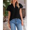 imageBTFBM Womens Spring Summer Tops Dressy Casual 2025 Trendy V Neck Puff Short Sleeve Cute Shirts Business Work BlousesBlack