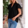 imageBTFBM Womens Spring Summer Tops Dressy Casual 2025 Trendy V Neck Puff Short Sleeve Cute Shirts Business Work BlousesBlack