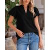 imageBTFBM Womens Spring Summer Tops Dressy Casual 2025 Trendy V Neck Puff Short Sleeve Cute Shirts Business Work BlousesBlack