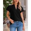 imageBTFBM Womens Spring Summer Tops Dressy Casual 2025 Trendy V Neck Puff Short Sleeve Cute Shirts Business Work BlousesBlack