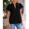 imageBTFBM Womens Spring Summer Tops Dressy Casual 2025 Trendy V Neck Puff Short Sleeve Cute Shirts Business Work BlousesBlack