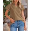 imageBTFBM Womens Spring Summer Tops Dressy Casual 2025 Trendy V Neck Puff Short Sleeve Cute Shirts Business Work BlousesKhaki