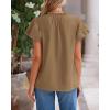 imageBTFBM Womens Spring Summer Tops Dressy Casual 2025 Trendy V Neck Puff Short Sleeve Cute Shirts Business Work BlousesKhaki
