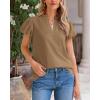 imageBTFBM Womens Spring Summer Tops Dressy Casual 2025 Trendy V Neck Puff Short Sleeve Cute Shirts Business Work BlousesKhaki