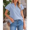 imageBTFBM Womens Spring Summer Tops Dressy Casual 2025 Trendy V Neck Puff Short Sleeve Cute Shirts Business Work BlousesLight Blue