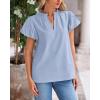 imageBTFBM Womens Spring Summer Tops Dressy Casual 2025 Trendy V Neck Puff Short Sleeve Cute Shirts Business Work BlousesLight Blue