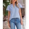imageBTFBM Womens Spring Summer Tops Dressy Casual 2025 Trendy V Neck Puff Short Sleeve Cute Shirts Business Work BlousesLight Blue