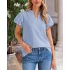 imageBTFBM Womens Spring Summer Tops Dressy Casual 2025 Trendy V Neck Puff Short Sleeve Cute Shirts Business Work BlousesLight Blue
