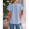 imageBTFBM Womens Spring Summer Tops Dressy Casual 2025 Trendy V Neck Puff Short Sleeve Cute Shirts Business Work BlousesLight Blue