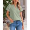 imageBTFBM Womens Spring Summer Tops Dressy Casual 2025 Trendy V Neck Puff Short Sleeve Cute Shirts Business Work BlousesLight Green