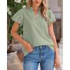 imageBTFBM Womens Spring Summer Tops Dressy Casual 2025 Trendy V Neck Puff Short Sleeve Cute Shirts Business Work BlousesLight Green