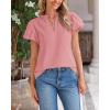 imageBTFBM Womens Spring Summer Tops Dressy Casual 2025 Trendy V Neck Puff Short Sleeve Cute Shirts Business Work BlousesPink