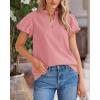 imageBTFBM Womens Spring Summer Tops Dressy Casual 2025 Trendy V Neck Puff Short Sleeve Cute Shirts Business Work BlousesPink