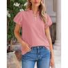 imageBTFBM Womens Spring Summer Tops Dressy Casual 2025 Trendy V Neck Puff Short Sleeve Cute Shirts Business Work BlousesPink