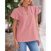 imageBTFBM Womens Spring Summer Tops Dressy Casual 2025 Trendy V Neck Puff Short Sleeve Cute Shirts Business Work BlousesPink