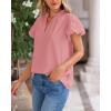 imageBTFBM Womens Spring Summer Tops Dressy Casual 2025 Trendy V Neck Puff Short Sleeve Cute Shirts Business Work BlousesPink