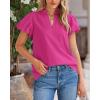 imageBTFBM Womens Spring Summer Tops Dressy Casual 2025 Trendy V Neck Puff Short Sleeve Cute Shirts Business Work BlousesRose Red