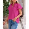 imageBTFBM Womens Spring Summer Tops Dressy Casual 2025 Trendy V Neck Puff Short Sleeve Cute Shirts Business Work BlousesRose Red