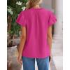 imageBTFBM Womens Spring Summer Tops Dressy Casual 2025 Trendy V Neck Puff Short Sleeve Cute Shirts Business Work BlousesRose Red