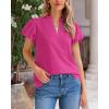 imageBTFBM Womens Spring Summer Tops Dressy Casual 2025 Trendy V Neck Puff Short Sleeve Cute Shirts Business Work BlousesRose Red