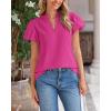 imageBTFBM Womens Spring Summer Tops Dressy Casual 2025 Trendy V Neck Puff Short Sleeve Cute Shirts Business Work BlousesRose Red